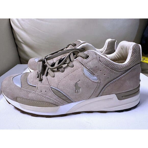 NWOB Polo Ralph Lauren MEN'S SHOES 10.5 ,11 Trackster 200 Sneakers KHAKI - Picture 1 of 13